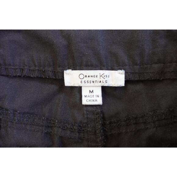 Orange Kiss Essentials Cargo Pants Womens Medium Black Utility Pockets Wide Leg - Picture 3 of 7